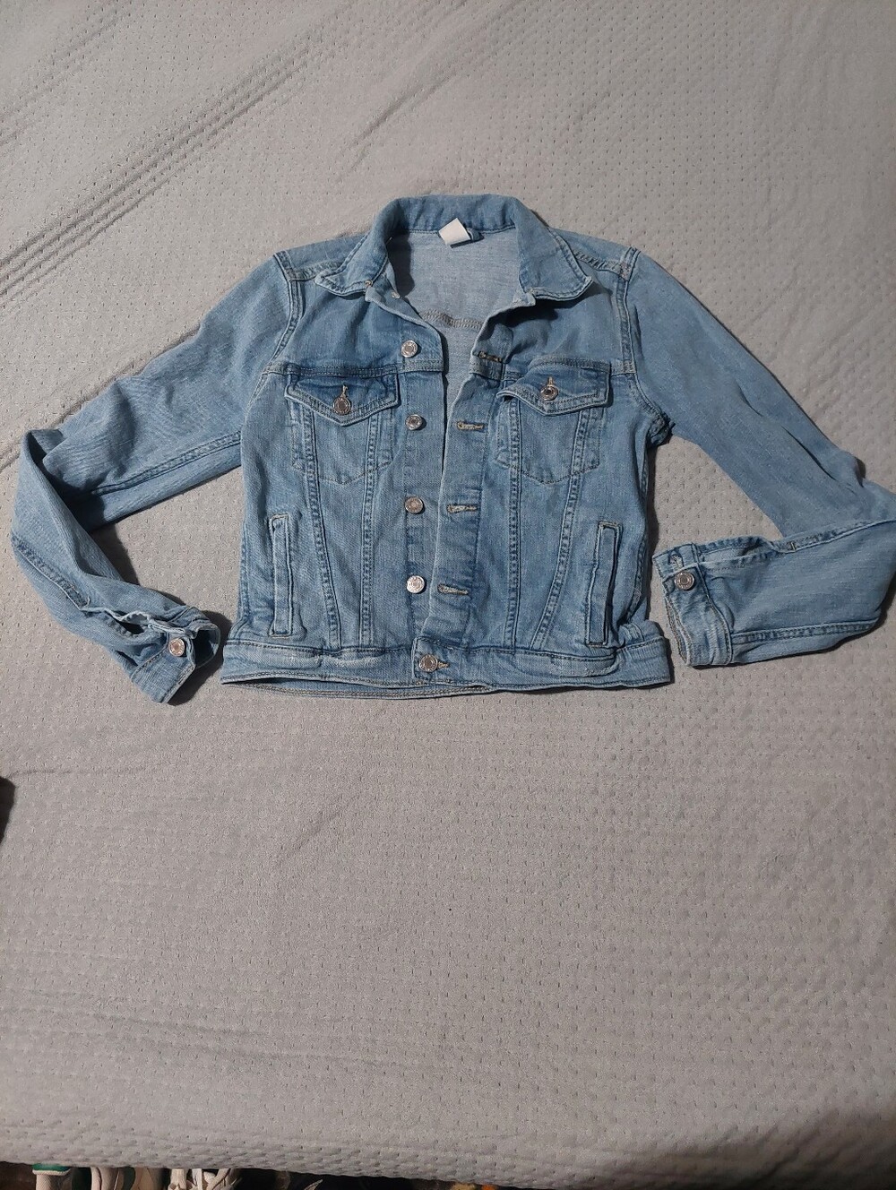 H&M Light Blue Denim Jacket - Button Front Jean Jacket
